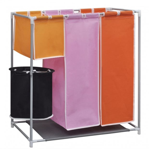 3-section Laundry Sorter Hamper With A Washing Bin