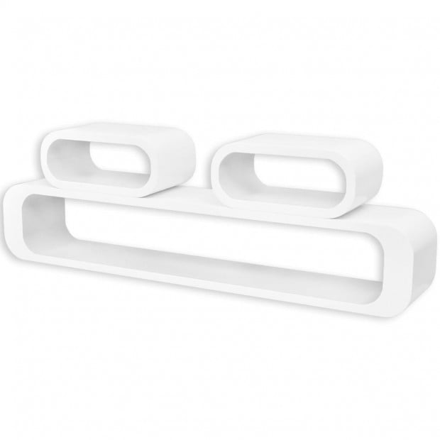 3 White Mdf Floating Wall Display Shelf Cubes Book/dvd Storage Image 4