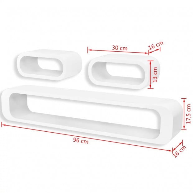 3 White Mdf Floating Wall Display Shelf Cubes Book/dvd Storage Image 7