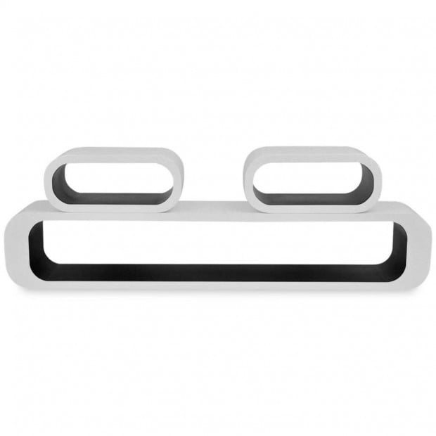 3 White-black Mdf Floating Wall Display Shelf Cubes Storage Image 4