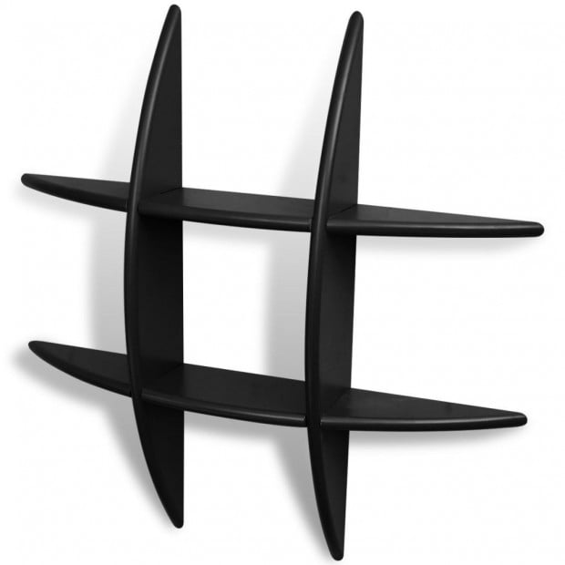 Black Mdf Floating Wall Display Shelf Book/dvd Storage Image 3