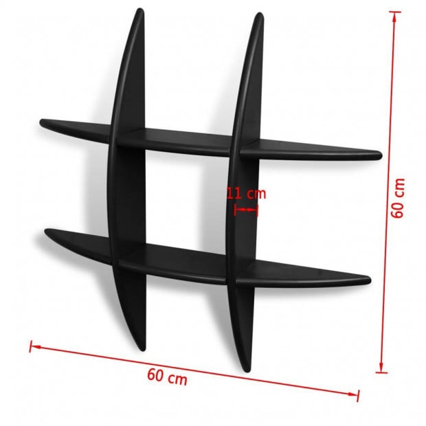 Black Mdf Floating Wall Display Shelf Book/dvd Storage Image 4