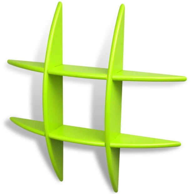 Green Mdf Floating Wall Display Shelf Book/dvd Storage