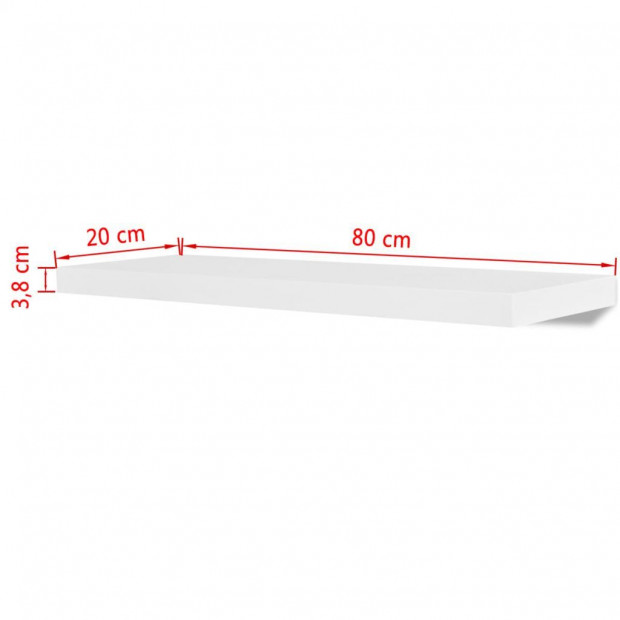 2 White Mdf Floating Wall Display Shelves Storage Image 5