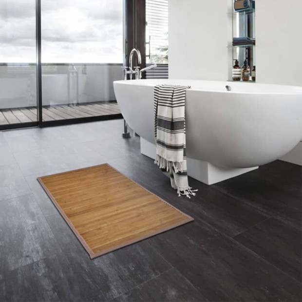2 Bamboo Bath Mats 40 X 50 Cm Brown Image 3