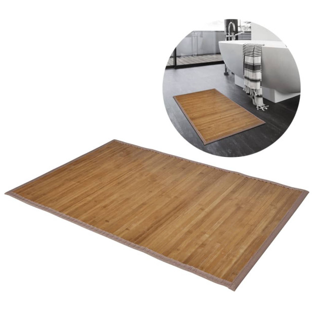 2 Bamboo Bath Mats 40 X 50 Cm Brown