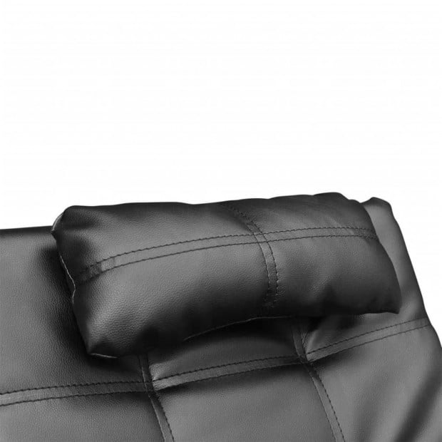 Chaise Longue With Pillow Black Faux Leather Image 5