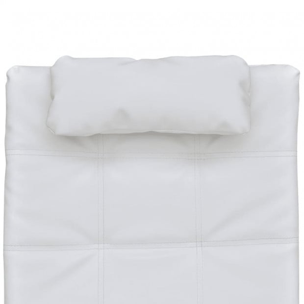 Chaise Longue With Pillow White Faux Leather Image 5