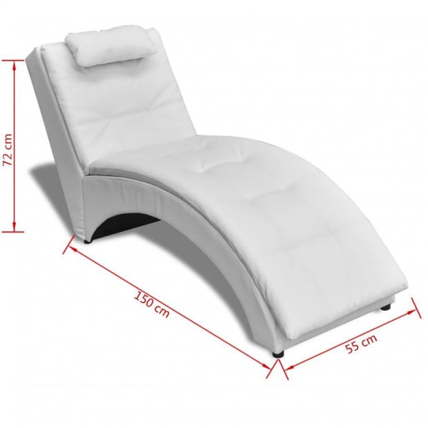 Chaise Longue With Pillow White Faux Leather Image 6