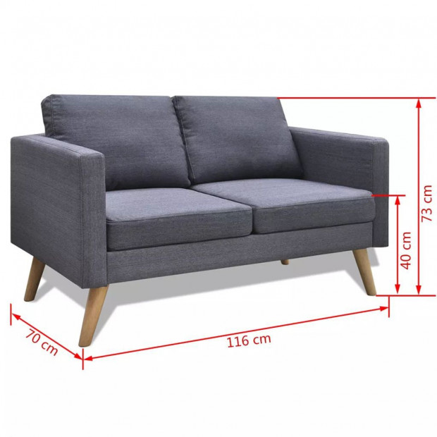 Sofa 2-seater Fabric Dark Grey Image 5