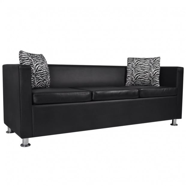 Sofa 3-seater Artificial Leather Black