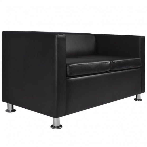 Sofa 2-seater Artificial Leather Black Image 4