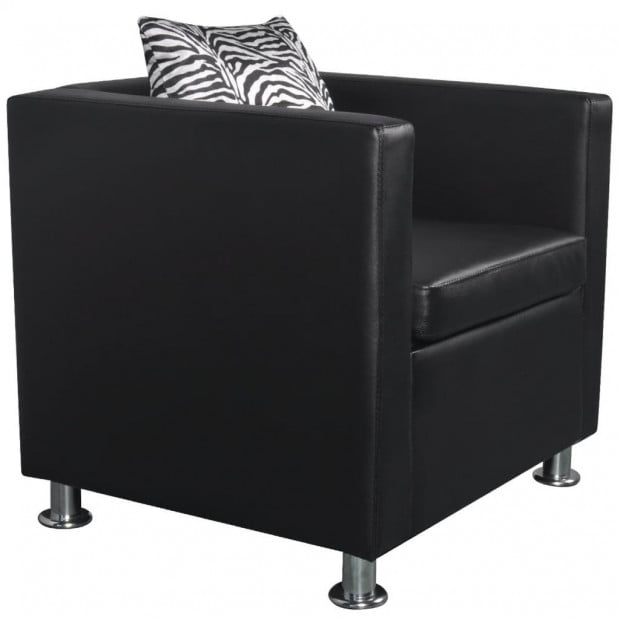 Armchair Black Faux Leather Image 2