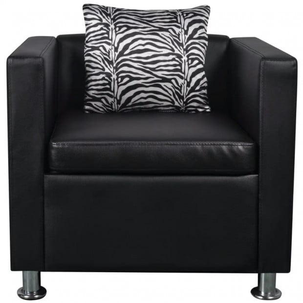 Armchair Black Faux Leather Image 3