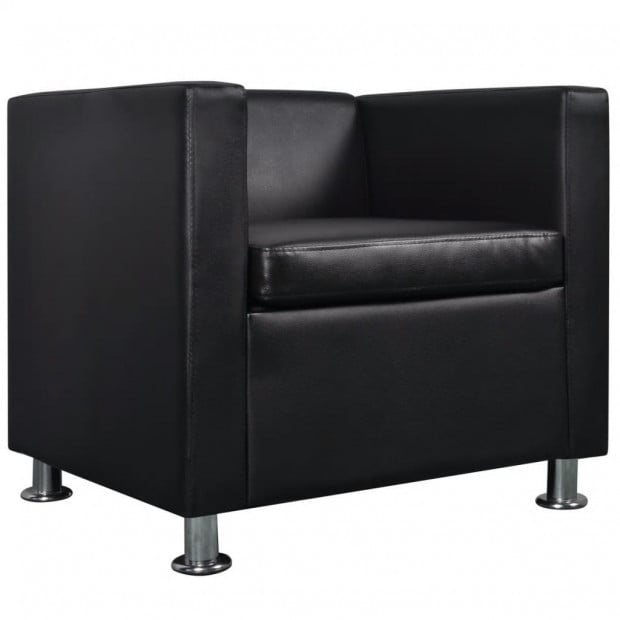 Armchair Black Faux Leather Image 4