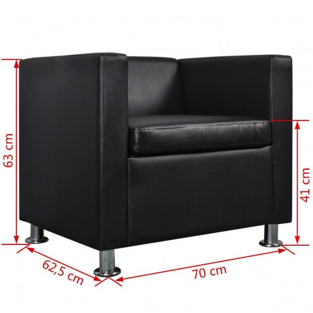 Armchair Black Faux Leather Image 6