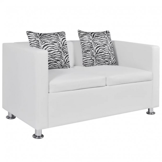 Sofa 2-seater Artificial Leather White