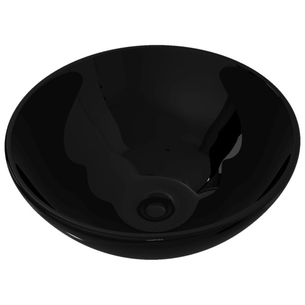 Ceramic Bathroom Sink Basin Black Round Image 2