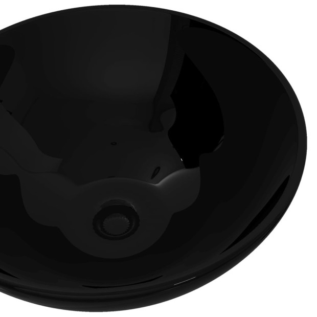 Ceramic Bathroom Sink Basin Black Round Image 3