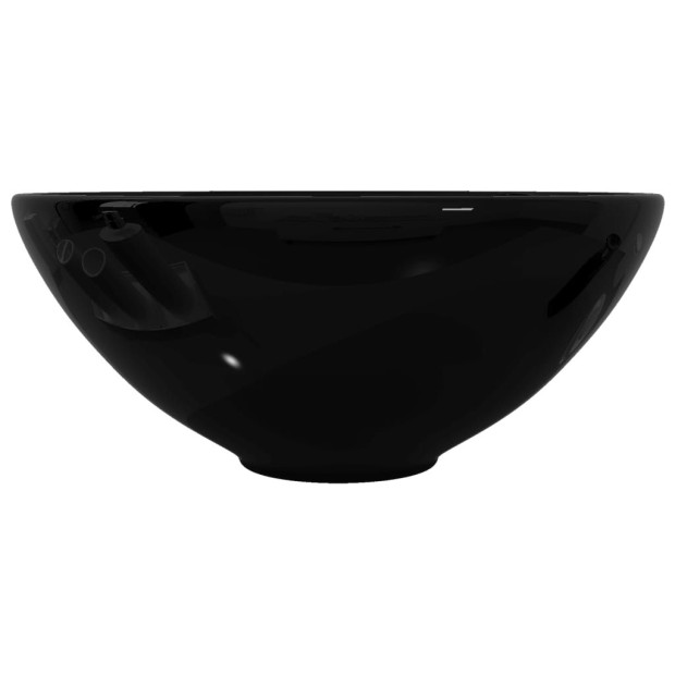 Ceramic Bathroom Sink Basin Black Round Image 4