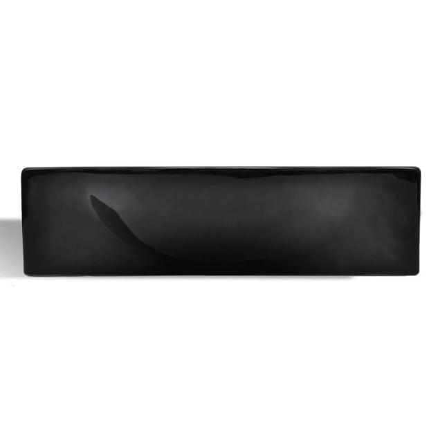 Ceramic Bathroom Sink Basin With Faucet Hole Black Image 3