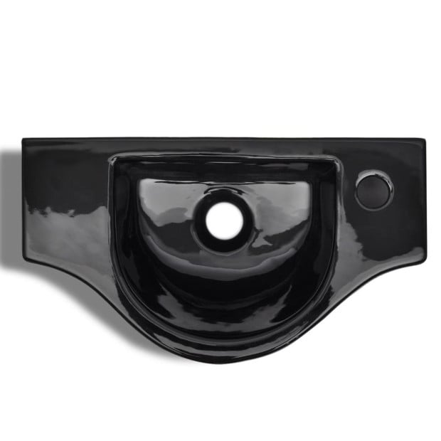 Ceramic Bathroom Sink Basin With Faucet Hole Black Image 5