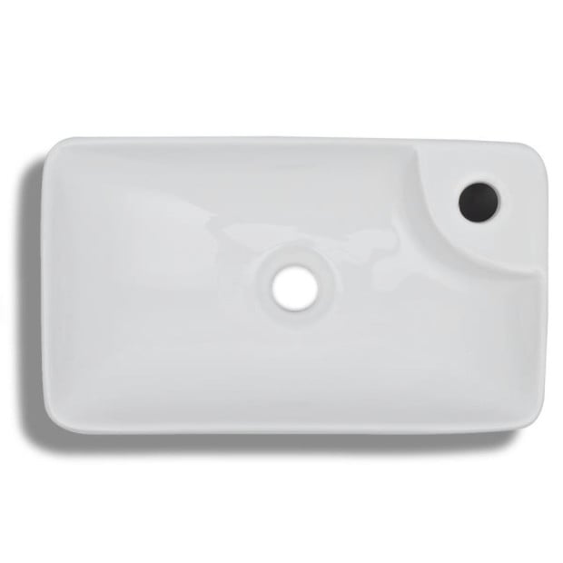 Ceramic Bathroom Sink Basin With Faucet Hole White Image 3