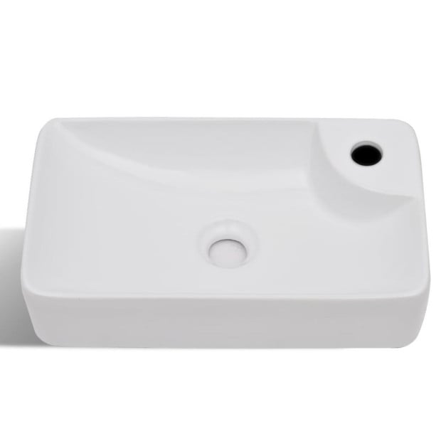 Ceramic Bathroom Sink Basin With Faucet Hole White Image 4