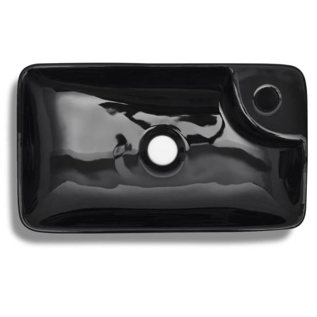 Ceramic Bathroom Sink Basin With Faucet Hole Black - Above Counter Image 4