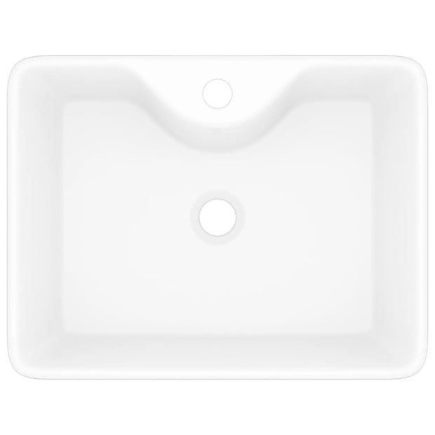 Ceramic Bathroom Sink Basin With Faucet Hole White Square Image 4