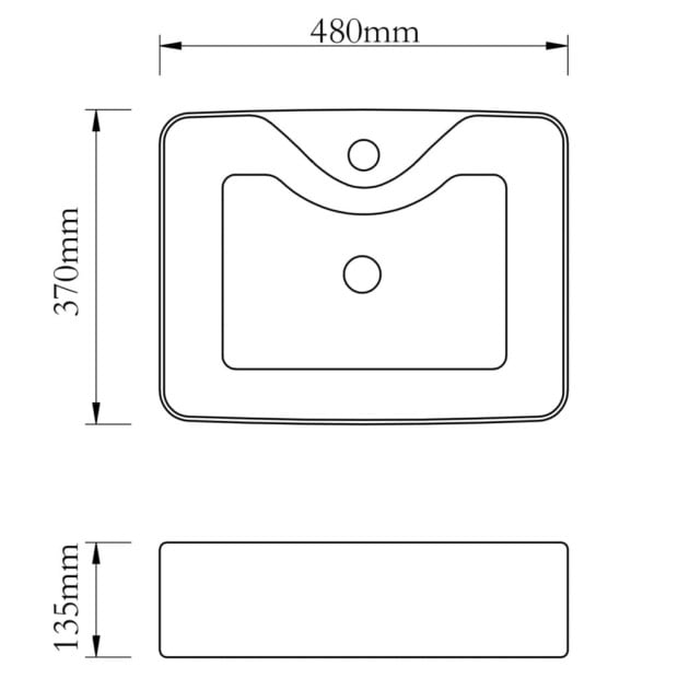 Ceramic Bathroom Sink Basin With Faucet Hole White Square Image 7
