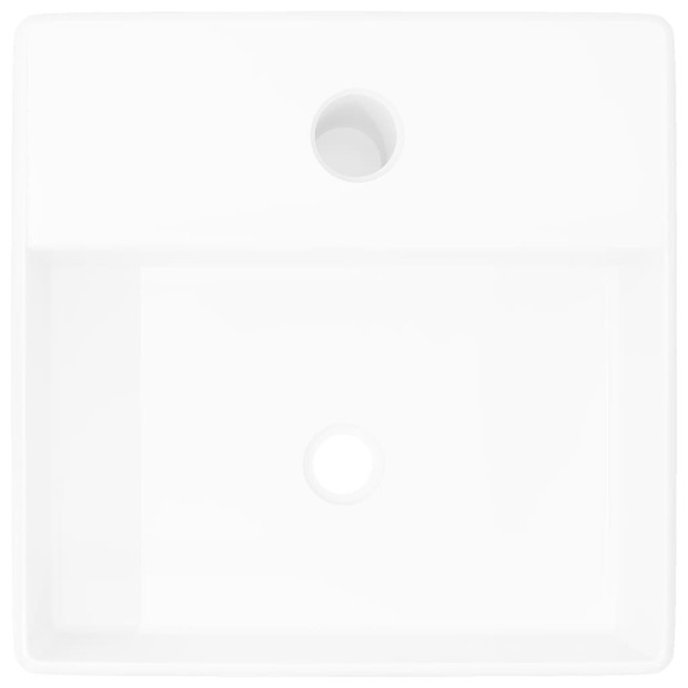 Ceramic Sink  Bathroom Basin w/ Faucet Hole White Square Image 3