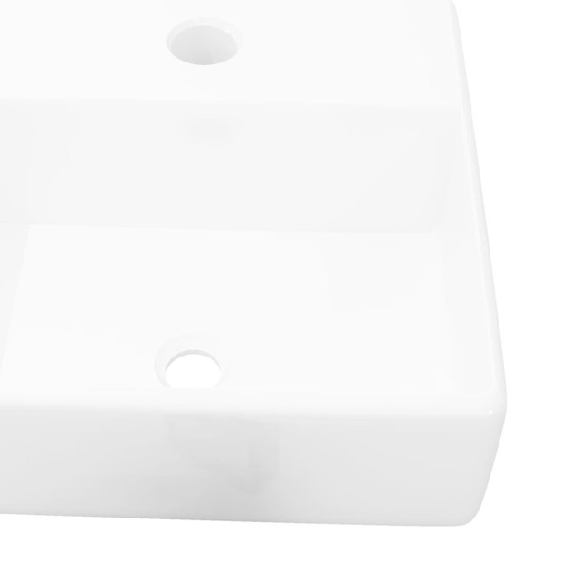 Ceramic Sink  Bathroom Basin w/ Faucet Hole White Square Image 4