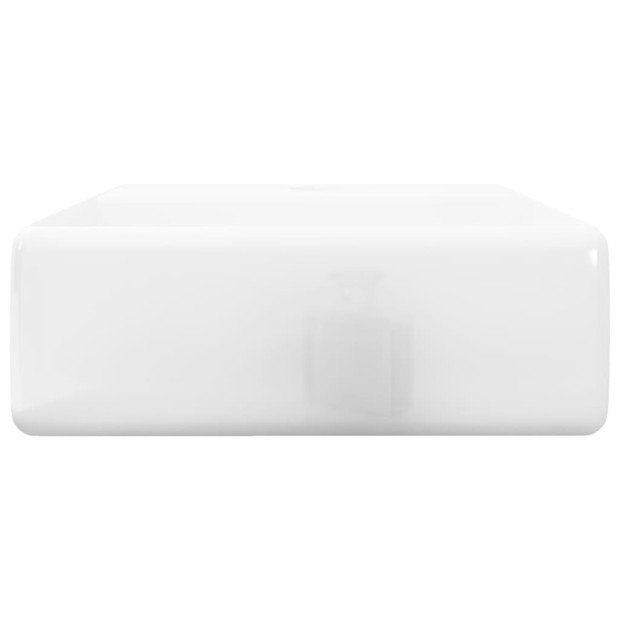 Ceramic Sink  Bathroom Basin w/ Faucet Hole White Square Image 5