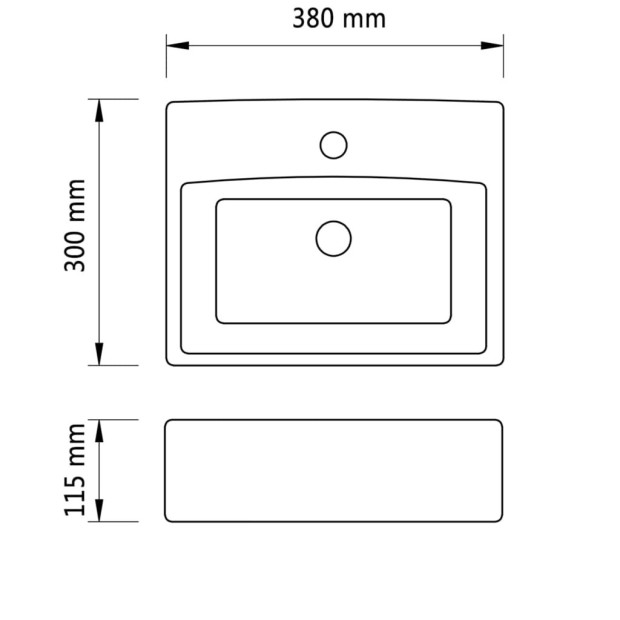 Ceramic Sink  Bathroom Basin w/ Faucet Hole White Square Image 6