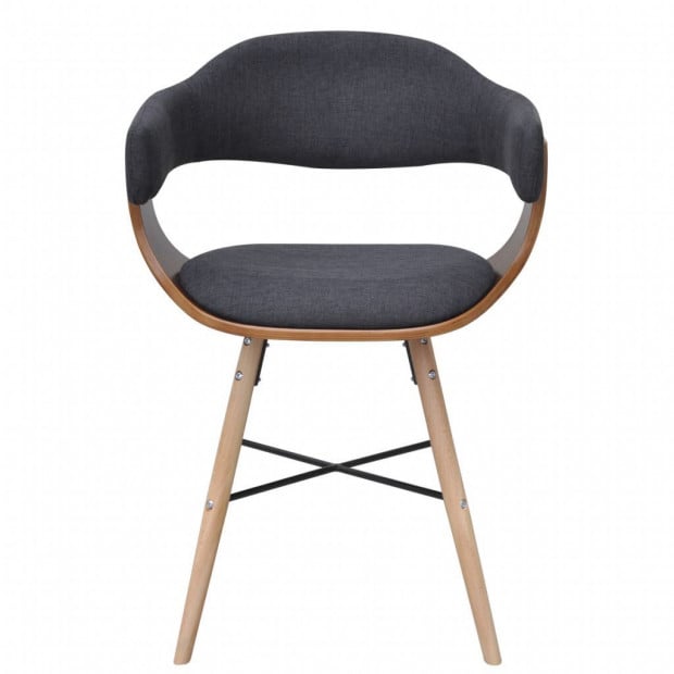 Dining Chairs 4 Pcs Dark Grey Bent Wood And Fabric Image 4