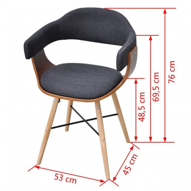 Dining Chairs 4 Pcs Dark Grey Bent Wood And Fabric Image 7