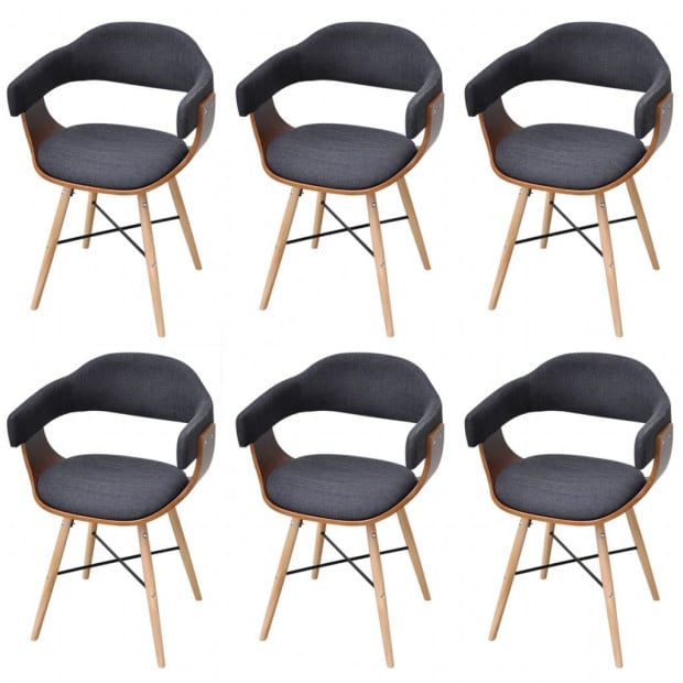 Dining Chairs 6 Pcs Dark Grey Bent Wood And Fabric Image 2