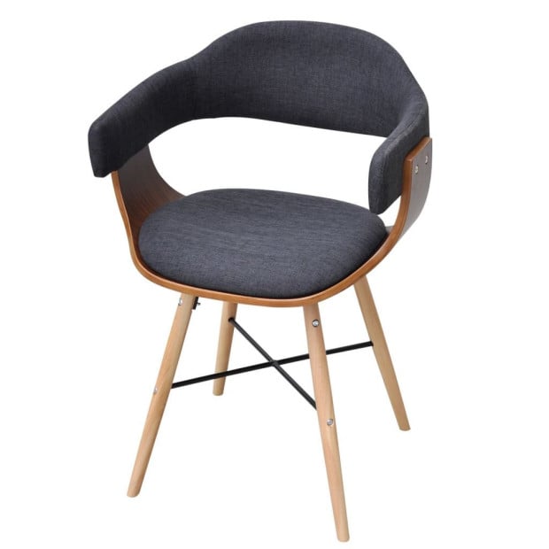 Dining Chairs 6 Pcs Dark Grey Bent Wood And Fabric Image 3