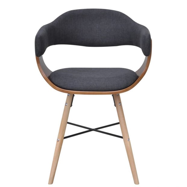 Dining Chairs 6 Pcs Dark Grey Bent Wood And Fabric Image 4