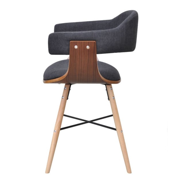 Dining Chairs 6 Pcs Dark Grey Bent Wood And Fabric Image 5