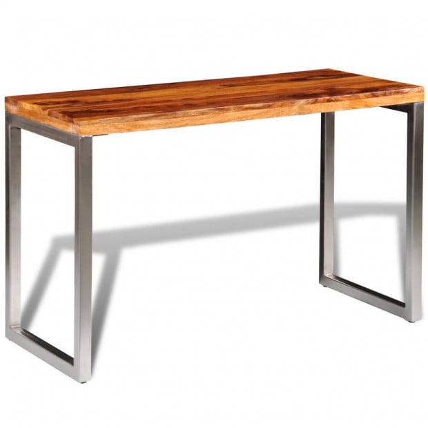 Solid Sheesham Wood Dining Table Office Desk With Steel Leg Image 2