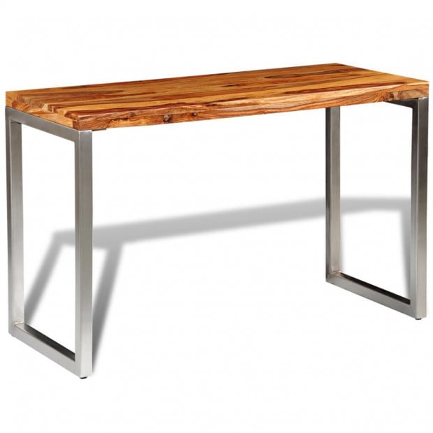 Solid Sheesham Wood Dining Table Office Desk With Steel Leg Image 3