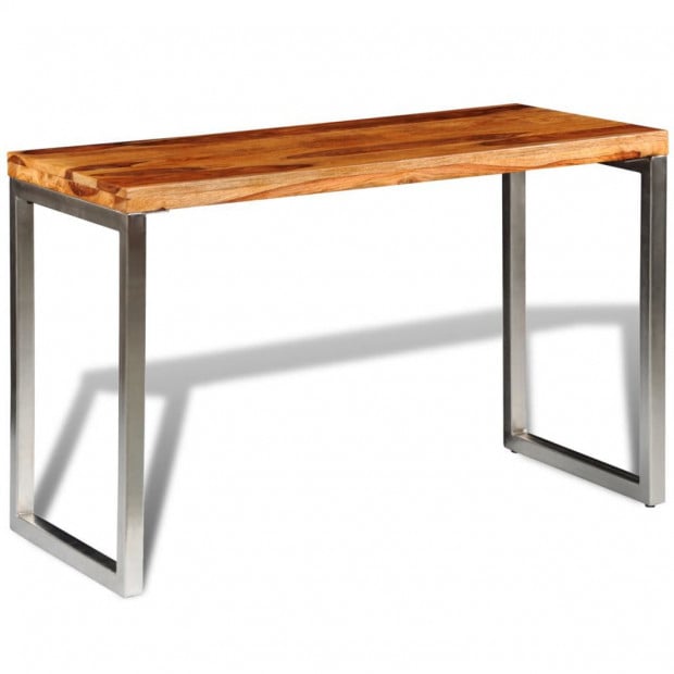Solid Sheesham Wood Dining Table Office Desk With Steel Leg Image 4