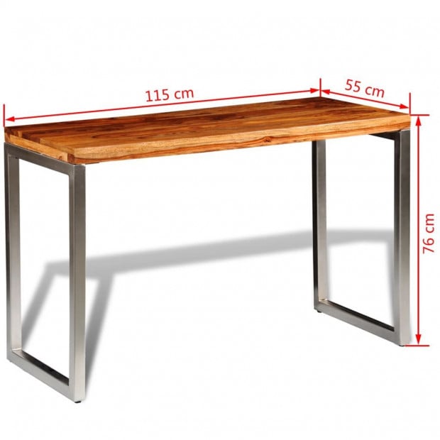 Solid Sheesham Wood Dining Table Office Desk With Steel Leg Image 7