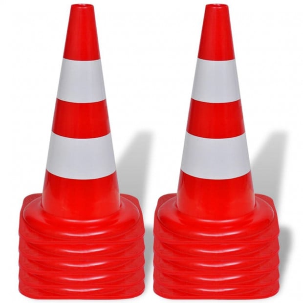 10 Reflective Traffic Cones Red And White 50 Cm Image 2