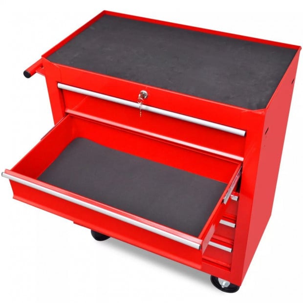 Workshop Tool Trolley 5 Drawers Red Image 3