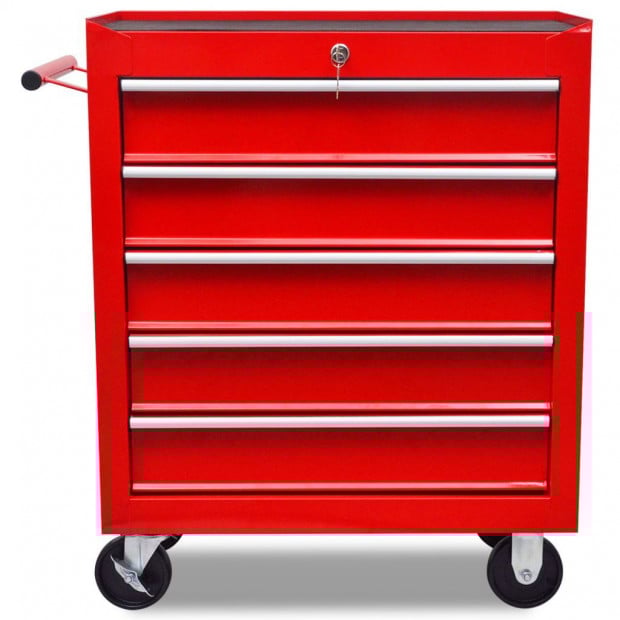 Workshop Tool Trolley 5 Drawers Red Image 5