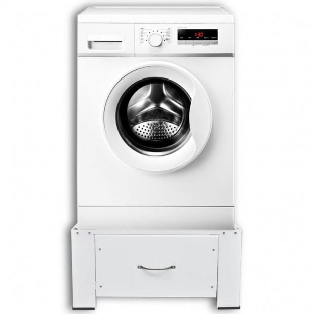 Washing Machine Pedestal With Drawer White Image 2