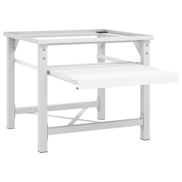 Washing Machine Pedestal With Pull-out Shelf White Image 4